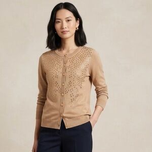 Reflect knit Wear Latte Embellished‎ Sequin viscose Blend Cardigan Sweater